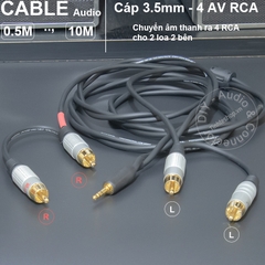 Dây 3.5 sang 4 đầu hoa sen chuyển âm thanh cho 2 loa rời