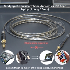 Dây lấy âm 6.5 sang 3.5 cho Smartphone Laptop 0.5 đến 10 mét - audio capture cable from Audio Tuner to Smartphone Laptop