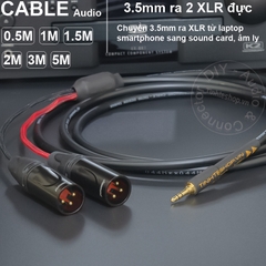 Dây 3.5 ra 2 jack canon đực chuyển âm thanh từ Laptop Smartphone sang Loa Mixer Sound card - 1/8 to 2 XLR male cable