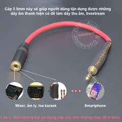 Cáp chuyển đổi livestream giúp bạn tận dụng dây sẵn có - 3-pole to 4-pole audio adapter cable for receiving and transmitting live signals to smartphones.