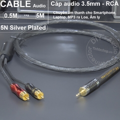 Dây 3.5 ra hoa sen đồng 5N mạ bạc DIY 0.5 đến 5 mét - DIY 3.5mm to 2 RCA stereo audio cable with 5N silver-plated HIFI copper core