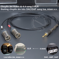 Cáp 4.4mm sang 2 đầu canon chuyển âm thanh từ DAC AMP DAP sang Loa Mixer - Balanced audio cable to 2 XLR silver-plated 4N copper cores