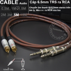 Cáp 6ly TRS balanced ra RCA 1 cặp DIY 0.5M đến 5M - 1/4 TRS to RCA cable