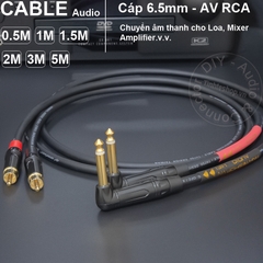 Dây 6 ly cong ra AV 1 cặp DIY 0.5 đến 10 mét - 1/4 mono to RCA cable