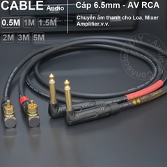 Dây 6.5 ra AV vuông góc 1 cặp DIY 0.5 đến 5 mét - 1/4 TS to RCA cable