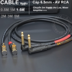 Dây 6.5 ra AV vuông góc 1 cặp DIY 0.5 đến 5 mét - 1/4 TS to RCA cable