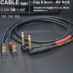 Dây 6.5 ra AV vuông góc 1 cặp DIY 0.5 đến 5 mét - 1/4 TS to RCA cable