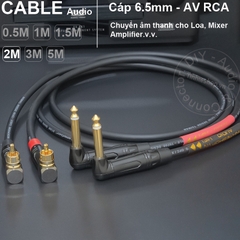 Dây 6.5 ra AV vuông góc 1 cặp DIY 0.5 đến 5 mét - 1/4 TS to RCA cable