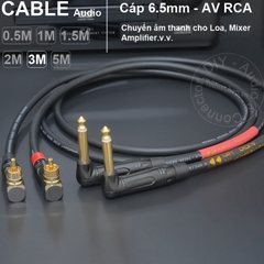 Dây 6.5 ra AV vuông góc 1 cặp DIY 0.5 đến 5 mét - 1/4 TS to RCA cable