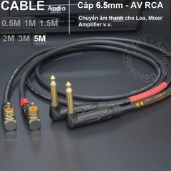 Dây 6.5 ra AV vuông góc 1 cặp DIY 0.5 đến 5 mét - 1/4 TS to RCA cable
