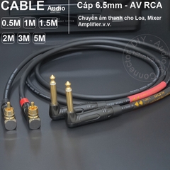 Dây 6.5 ra AV vuông góc 1 cặp DIY 0.5 đến 5 mét - 1/4 TS to RCA cable