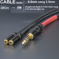 Cáp chia jack 6 ly ra 2 cổng 3.5 - 6.5mm stereo audio cable to 2 female 3.5mm ports