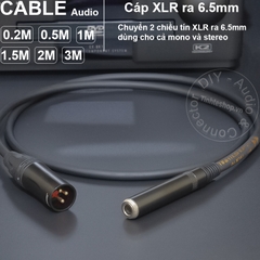 Dây 2 đầu 6 ly cái sang canon đực cắm Nhạc cụ Micro vào mixer - 6.5mm female to XLR male cable