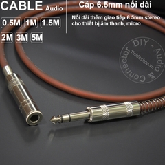 Cáp 6.5mm đực ra 6.5mm cái stereo DIY 0.5M đến 5M - 1/4 6.35mm male to 6.5mm female cable