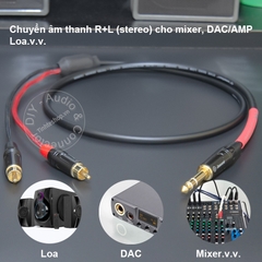 Dây 6 ly stereo ra AV chuyển âm thanh từ Mixer Sound card DAC AMP sang Loa Âm ly - DIY 1/4 TRS to 2 RCA audio cable