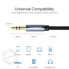 Dây 2 đầu 3.5 Ugreen AV112 dài từ 0.5 mét đến 5 mét - 3.5mm AUX cable