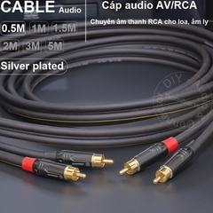 Dây hoa sen 2 đầu lõi đồng mạ bạc 1 cặp DIY 0.5 đến 5 mét - RCA silver plated