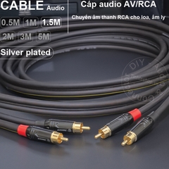 Dây hoa sen 2 đầu lõi đồng mạ bạc 1 cặp DIY 0.5 đến 5 mét - RCA silver plated