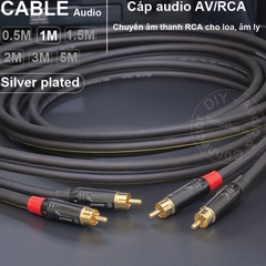 Dây hoa sen 2 đầu lõi đồng mạ bạc 1 cặp DIY 0.5 đến 5 mét - RCA silver plated