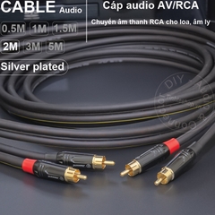 Dây hoa sen 2 đầu lõi đồng mạ bạc 1 cặp DIY 0.5 đến 5 mét - RCA silver plated