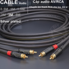 Dây hoa sen 2 đầu lõi đồng mạ bạc 1 cặp DIY 0.5 đến 5 mét - RCA silver plated