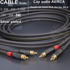 Dây hoa sen 2 đầu lõi đồng mạ bạc 1 cặp DIY 0.5 đến 5 mét - RCA silver plated