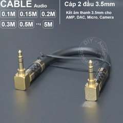Cáp 3.5mm 2 đầu chữ L cho DAC AMP - DIY 90 degree 3.5mm stereo audio cable size 0.1 to 5 meters