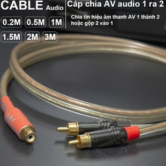 Cáp chia AV RCA 1 ra 2 DIY 0.2M đến 3M - RCA female to 2 RCA female cable