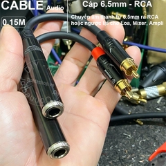 Dây jack AV đực sang 6 ly cái 15Cm - RCA male to 6.5mm female adapter