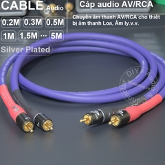 Cáp AV mạ bạc 1 cặp DIY 0.5M đến 5M - RCA cable silver plated