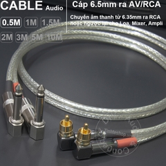 Dây 6.5 ra AV 1 cặp 2 đầu vuông góc DIY 0.5M đến 5M - 6.5mm to RCA cable 1 pair