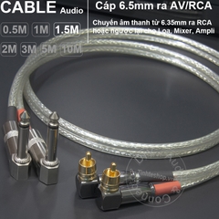 Dây 6.5 ra AV 1 cặp 2 đầu vuông góc DIY 0.5M đến 5M - 6.5mm to RCA cable 1 pair