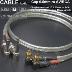 Dây 6.5 ra AV 1 cặp 2 đầu vuông góc DIY 0.5M đến 5M - 6.5mm to RCA cable 1 pair
