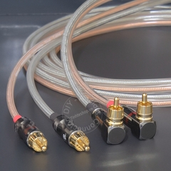 Cặp dây AV 1 đầu thẳng 1 đầu vuông góc DIY 0.2 đến 5 mét - Lotus cable with 90 degree angle and straight plug