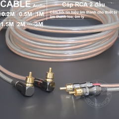 Cặp dây AV 1 đầu thẳng 1 đầu vuông góc DIY 0.2 đến 5 mét - Lotus cable with 90 degree angle and straight plug