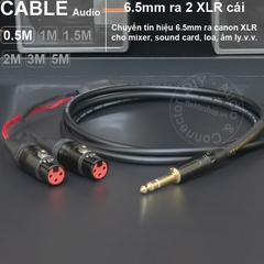 Dây jack 6 ly stereo ra 2 XLR cái DIY 0.5 đến 5 mét - 6.5mm TRS audio cable to 2 female canons