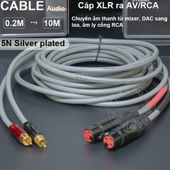 Dây canon cái sang hoa sen 1 cặp đồng 5N mạ bạc - Unbalanced female XLR to RCA audio cable, self-made with silver-plated copper core