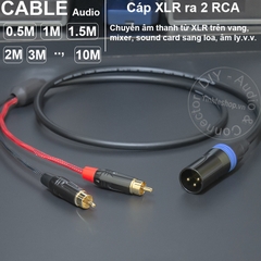 Dây canon ra 2 bông sen AV 0.5 đến 10 mét - DIY male to 2 RCA XLR audio cable