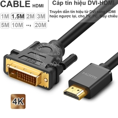 Dây DVI to HDMI 4K dài từ 1 đến 15 mét Ugreen HD106 - HDMI to DVI 4K cable