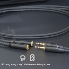 Cáp chia 3.5mm mono 1 thành 2 stereo cho đài cassette DIY 0.2 đến 1 mét - 3.5mm mono audio splitter 1 to 2 stereo