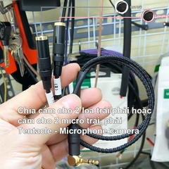 Dây chia 3.5 stereo đực sang 2 đầu 3.5mm mono cái cho 2 loa trái phải hoặc timecode cho micro và camera
