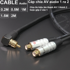 Cáp AV 1 ra 2 đực sang 2 cái DIY 0.2M đến 2M - RCA male angle to 2 RCA female cable