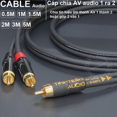 Dây chia AV đực sang 2 đực DIY 0.5 đến 5 mét - Cáp RCA cho 2 loa