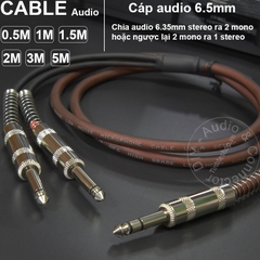 Cáp chia 6 ly stereo ra 2 6 ly mono DIY 0.5M đến 5M - 6.5mm stereo to 2 6.5mm mono cable