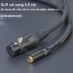 Adapter 3.5 cái sang XLR đực chuyển âm thanh từ Micro có dây Không dây Laptop Smartphone vào Mixer Loa -  1/8'' female to unbalanced male XLR