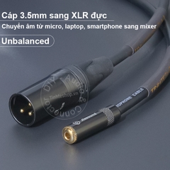 Adapter 3.5 cái sang XLR đực chuyển âm thanh từ Micro có dây Không dây Laptop Smartphone vào Mixer Loa -  1/8'' female to unbalanced male XLR