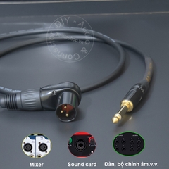 Dây canon đực ra 6 ly mono unbalanced cắm cho Micro Mixer Loa Sound card - XLR male unbalanced audio cable 90 degrees to 1/4 square