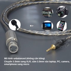 Dây micro canon sang 3.5 unbalanced cắm cho Laptop Smartphone Camera Smartphone