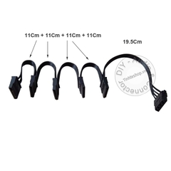 Cáp nguồn 4pin IDE ra 5 SATA 60Cm - Molex IDE 4 pin to 5 SATA cable