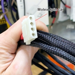 Dây nguồn 4 chân molex IDE cho HDD DVD-R chuẩn cũ - Old standard IDE 4-pin male-female power cord for computers with hard drives and DVD drives.